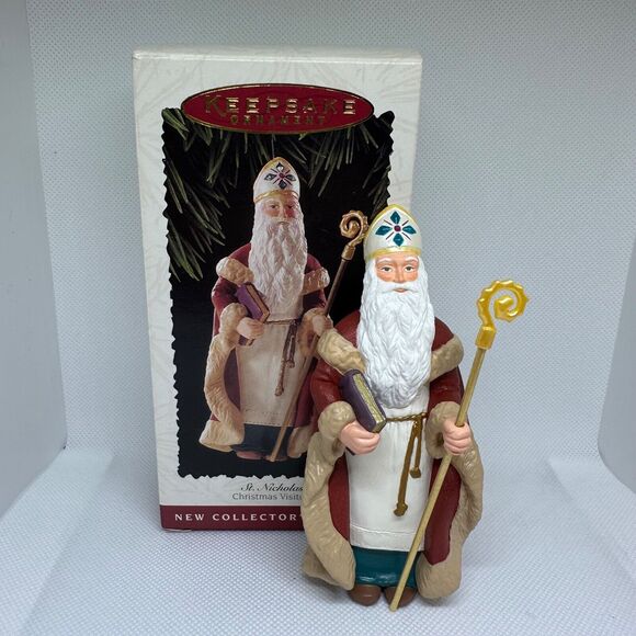 1995 Hallmark St Nicholas #1 Christmas Visitors Series Keepsake Ornament in Box - Picture 1 of 5
